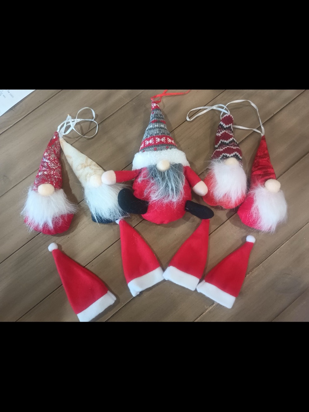 Brand new Holiday Gnome and Santa Hat Ornaments
